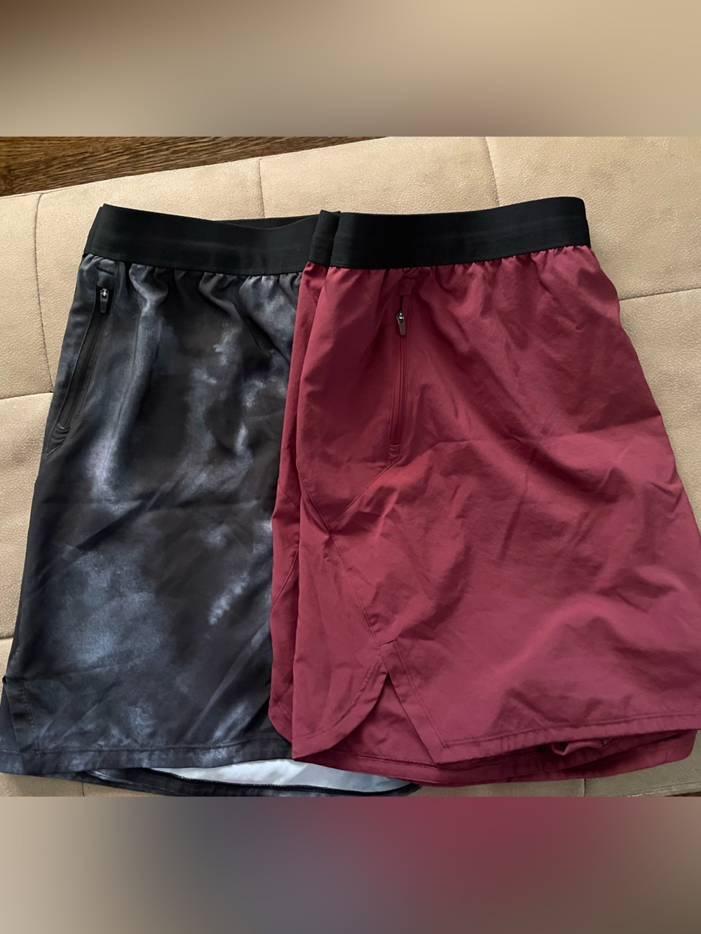 Reebok Bundle Men's Athletic Running Workout Shorts - Burgundy and Black XL